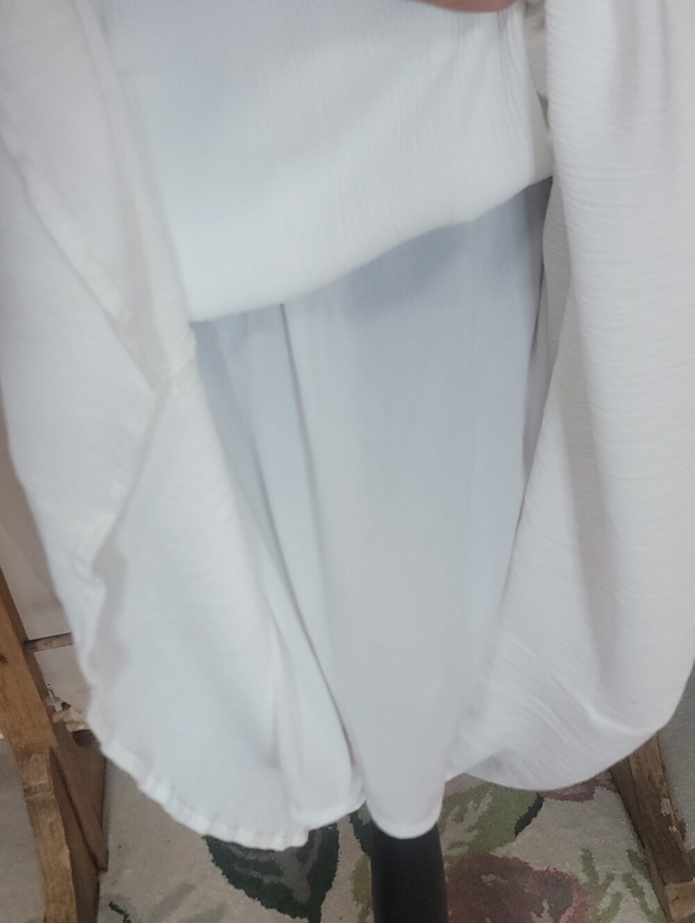 White Smocked Midi Dress with Puff Sleeves | Cottagecore Boho Indie Festival - Picture 9 of 11